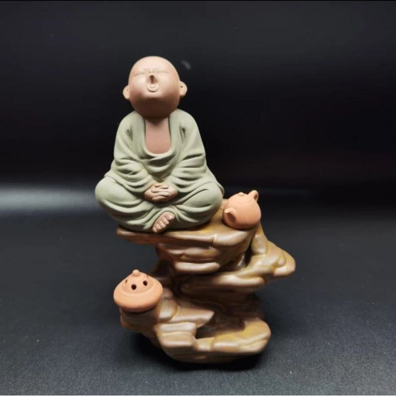 Patung keramik rahib kecil pembakaran dupa kerucut aromatherapy gaharu
