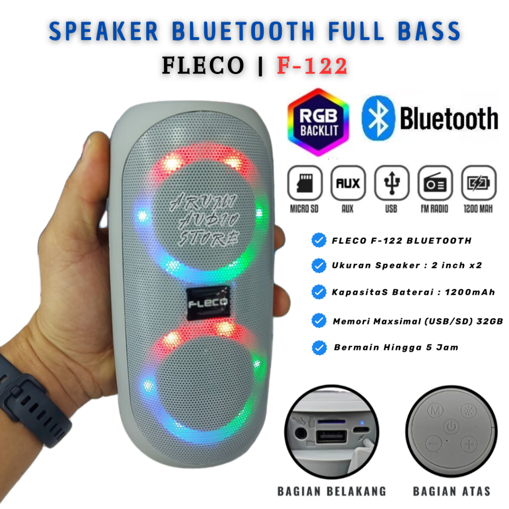 Speaker Bluetooth Super Bass Portable Fleco F-122 | Speaker Bluetooth Fleco F-122 Super Bass Micro S