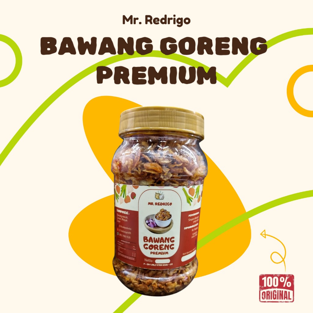 

Bawang Goreng Premium Mr Redrigo 100 % Asli - 150 Gr Botol