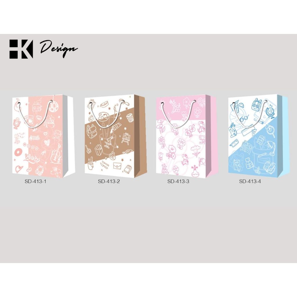 

[ SD-413 M ] Paperbag kertas tali motif 33x25x11.5 Tas Kado motif Paperbag Motif Goodie Bag