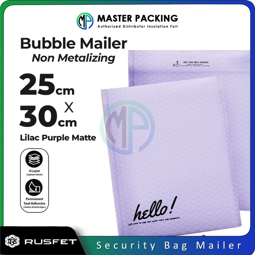 Bubble Mailer Lilac 25 x 30 cm Amplop Envelope / Security Bag Mailer - Rusfet Harga Ecer Satuan