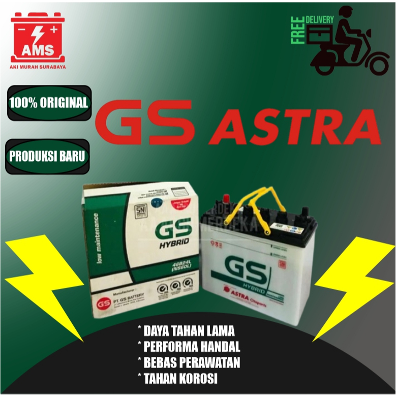 Aki GS Astra NS60L 12V 45 Ah Untuk Ertiga, Livina, March, Xpander Surabaya Gratis Kirim Dan Pasang