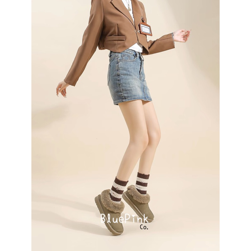 BluePinkco Andrew Kangaroo Unisex Winter Cold Fur Shoes Grey Brown Black Abu Cokelat Hitam Sepatu Bo