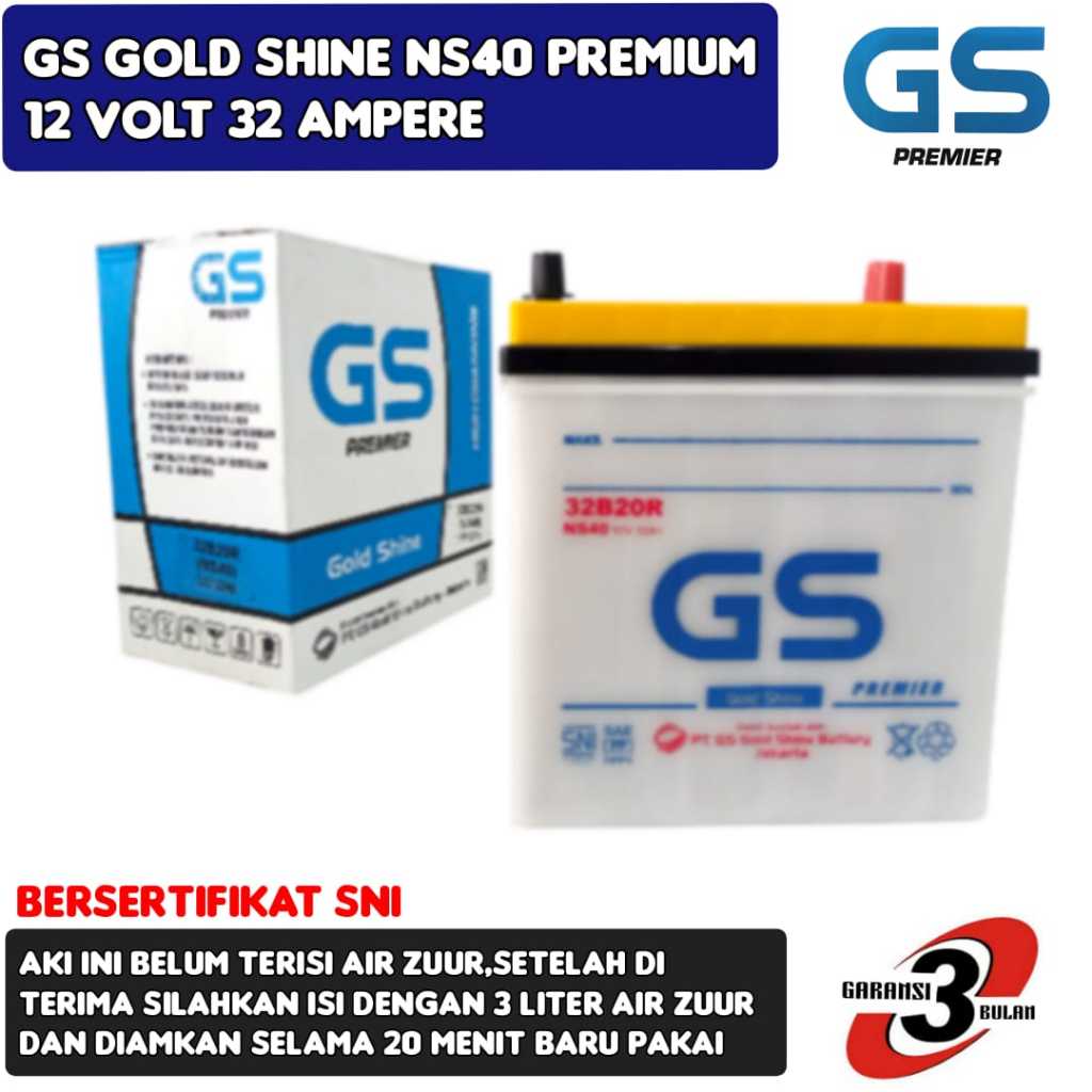 Aki Mobil Avanza/Rush/Espass/Terios/Xenia/Katana/Carry GS Gold Shine Premium NS40 32 Ampere