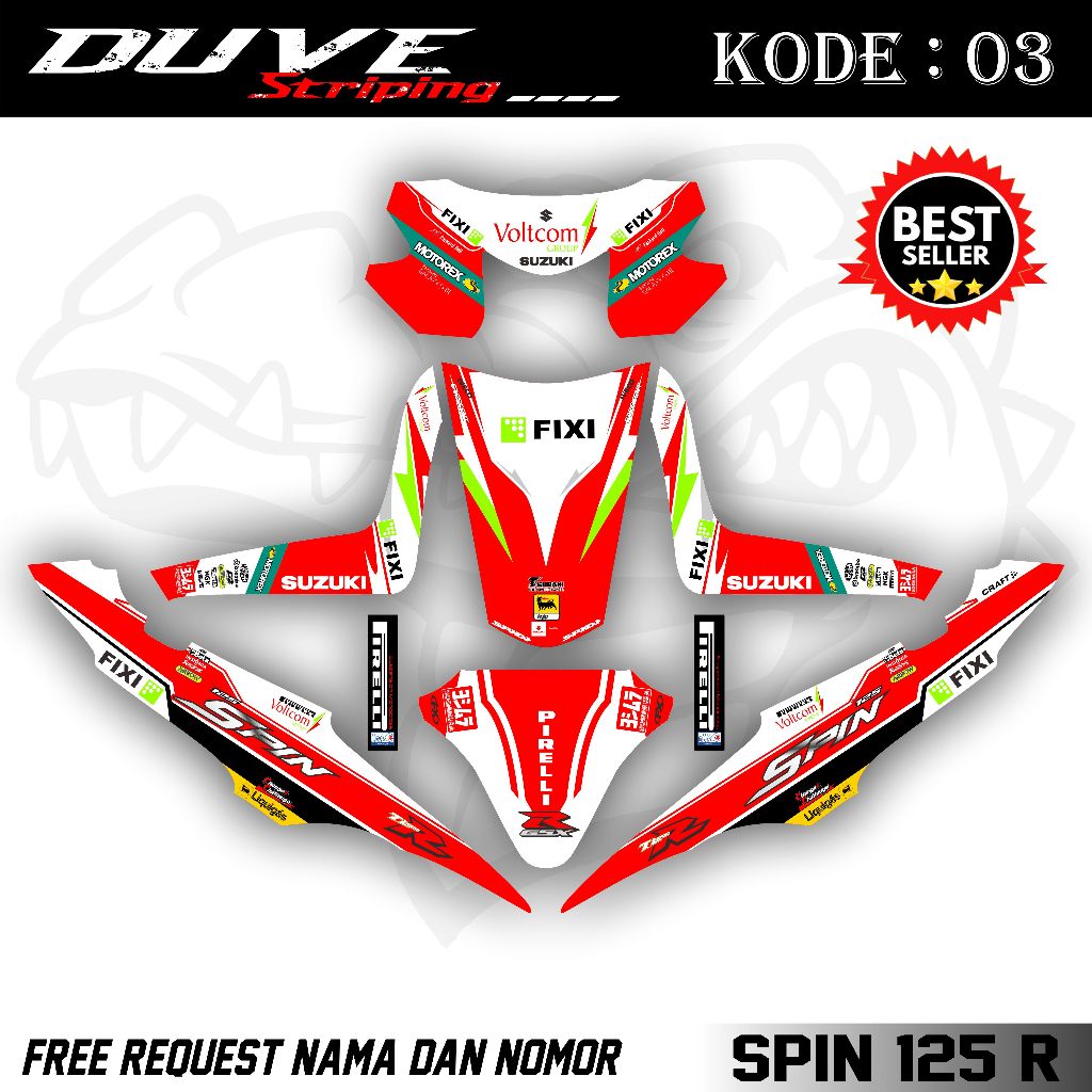 Decal Spin 125 R Full Body - Stiker Decal Spin 125 R. DV.03