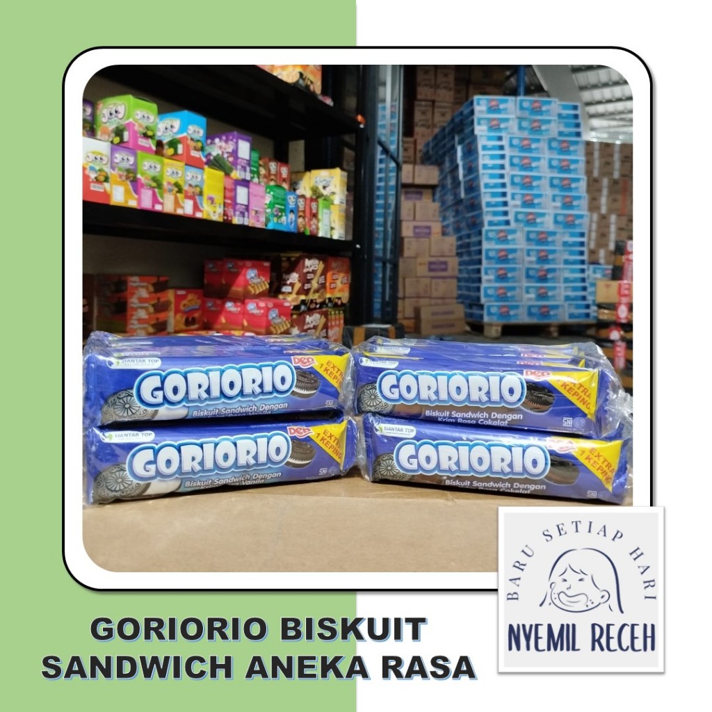 

Goriorio Biskuit Sandwich dengan Krim Vanila dan Coklat 1 Pack Isi 10pcs
