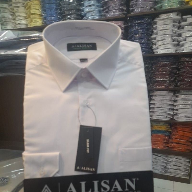 Alisan Kemeja Putih Lengan Panjang Slimfit