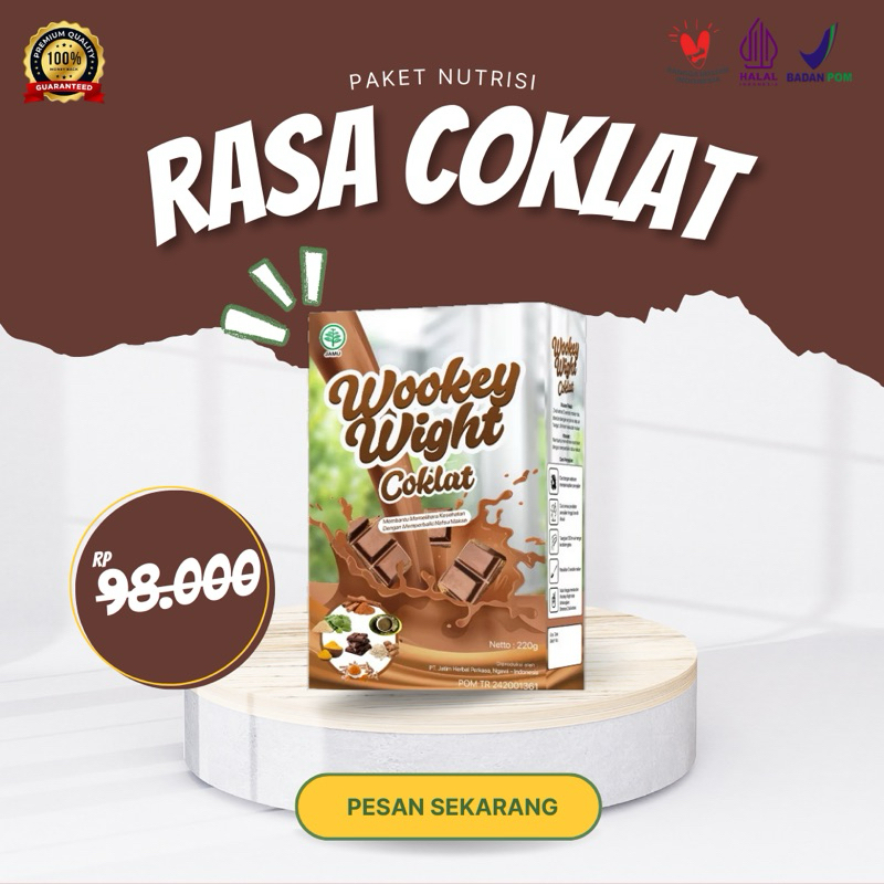

WOOKEY WEIGHT RASA COKLAT - Susu Bernutrisi Penambah Berat Badan Dan Penggemuk Original Penambah Nafsu Makan Alami Original