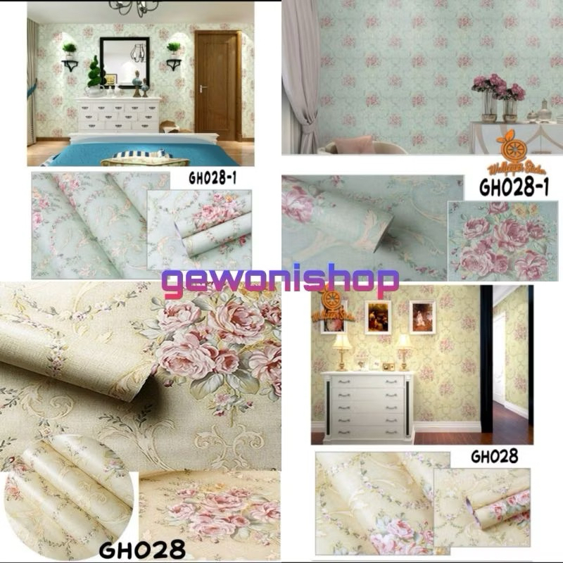 wallpaper sticker dinding bunga shabby wallpaper ruang tamu