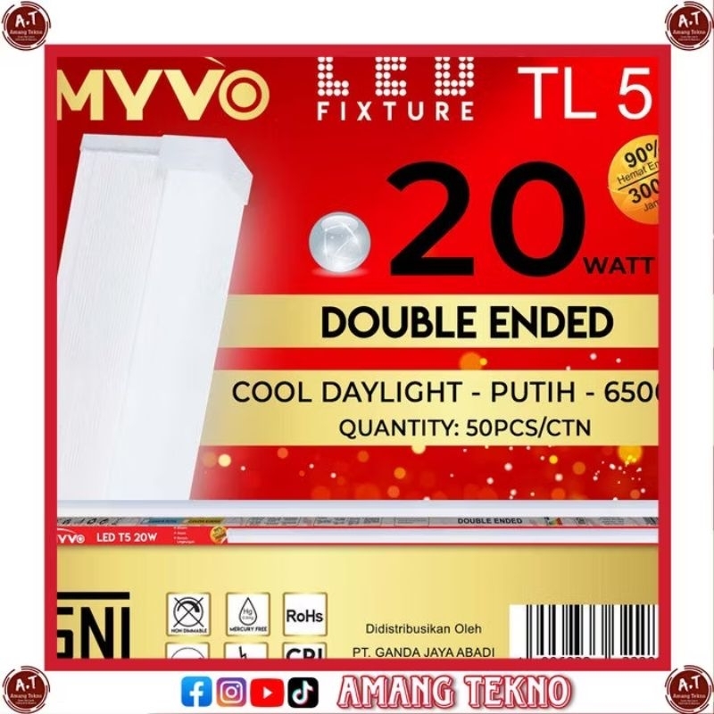 LAMPU T5 MYVO 5W/10W/15W/20W LAMPU NEON / LAMPU PANJANG ETALASE / LAMPU PLAFON RUMAH / LAMPU Led T5 