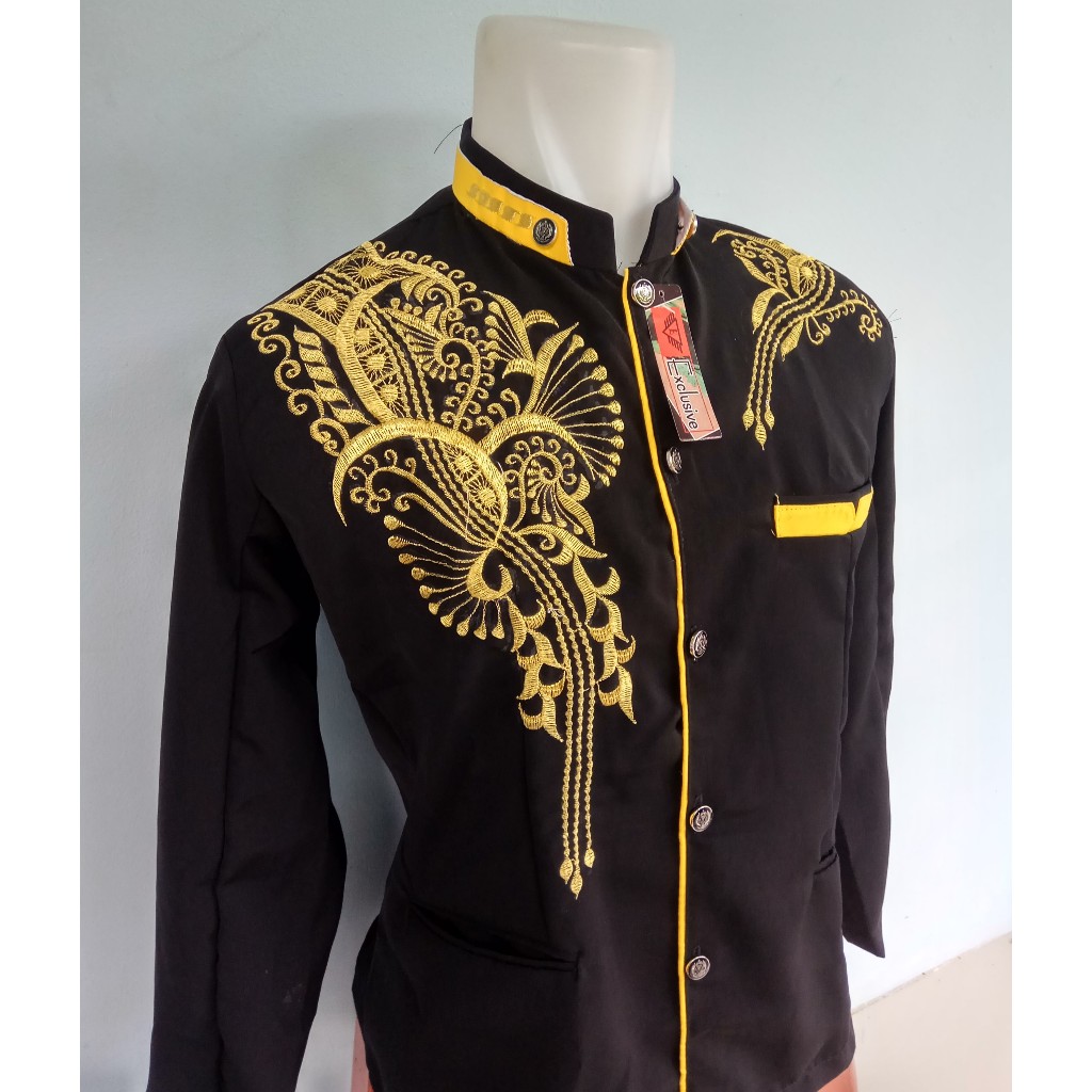 Jasko Hitam Bordir Bordir Emas / Koko Pria Motif Bordir Gold / GROSIR jasko bordir jas koko