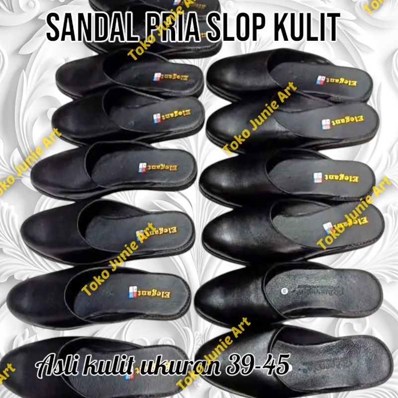 Sandal Slop Kulit Pria / sandal keren / sandal wedding / sandal selop bali