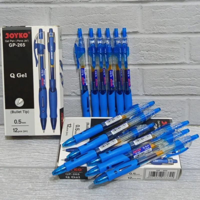 

promo 1pak pulpen joyko Q gel cetek GP265#pulpen joyko biru