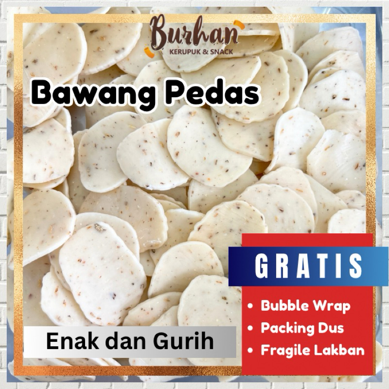 

Kerupuk Bawang Pedas 250gr | Burhan Kerupuk Grosir Jember | Gurih, Renyah dan Mudah Digoreng