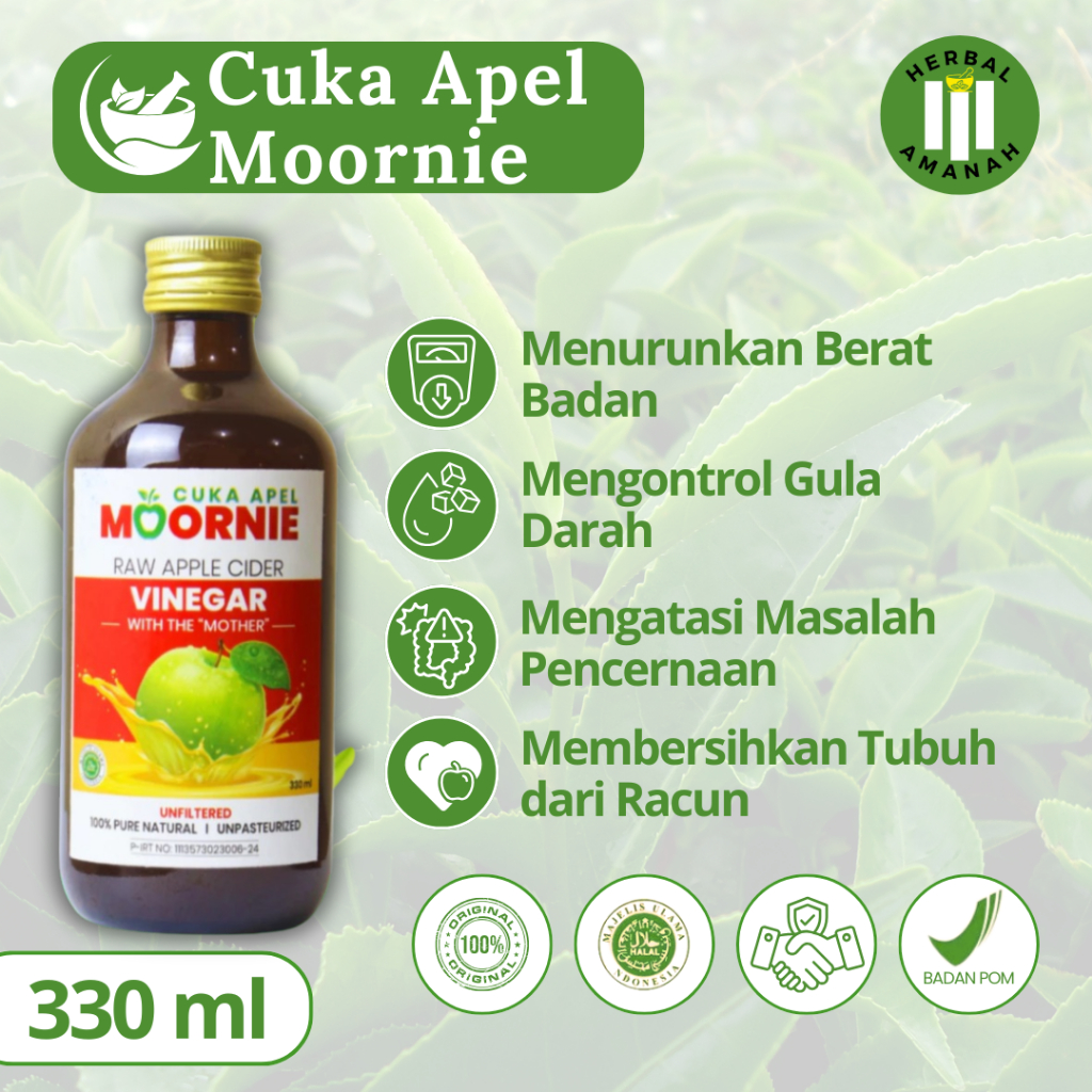 

CUKA APEL MOORNIE APPLE CIDER VINEGAR WITH MOTHER Untuk Kesehatan Perawatan Kecantikan Obat Diet Ampuh Asli 100 %