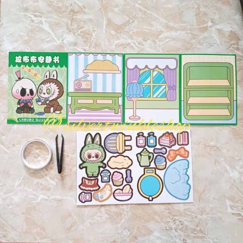 Mainan edukasi anak diy tempel menempel stiker labubu rumah house party doll boneka pop mart popmart