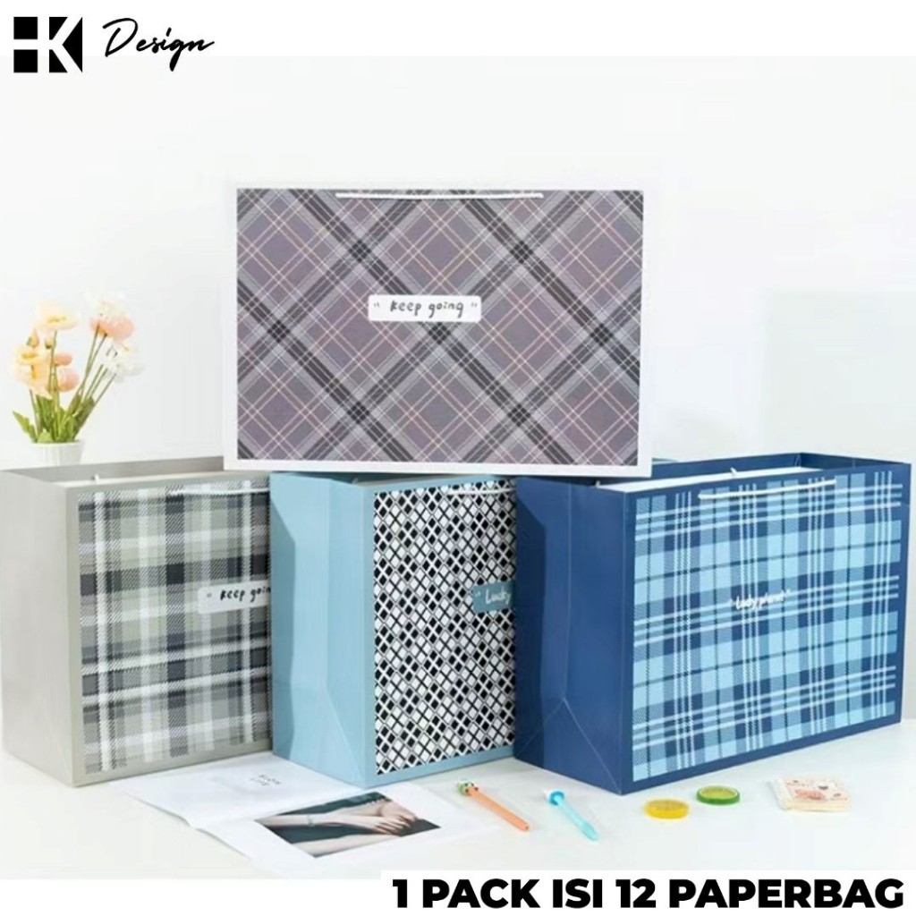 

[ 11690 JUMBO 12 PCS ] Paperbag kertas tutup pita motif Ukuran 55X37X20 Tas Kado motif Paperbag Motif Goodie Bag