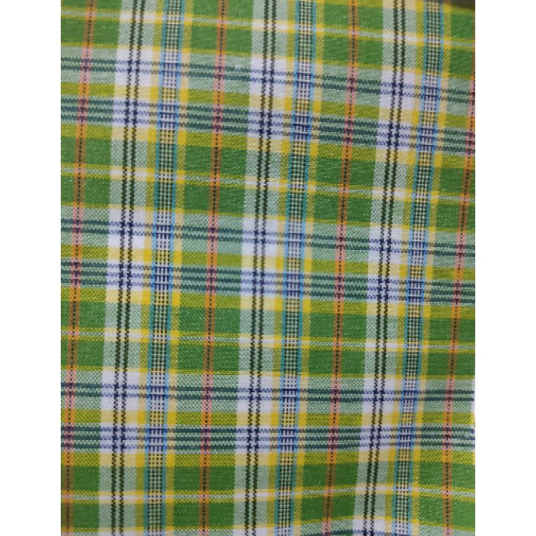 KODE K34G bahan kain kotak seragam hijau YARD gulungan