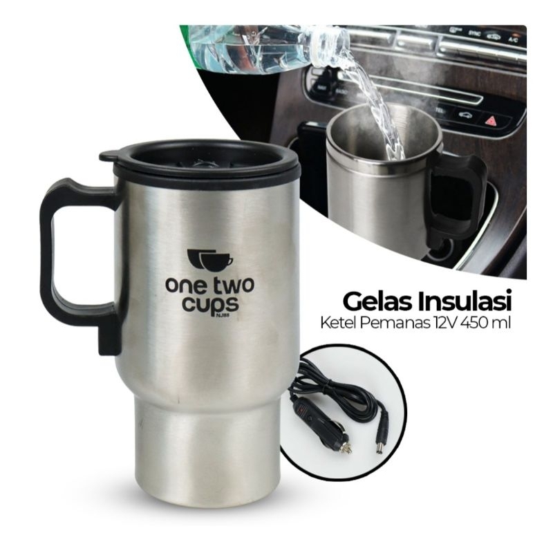 Gelas Travel Insulasi Stainless Steel Heated Mug 12V 450ml