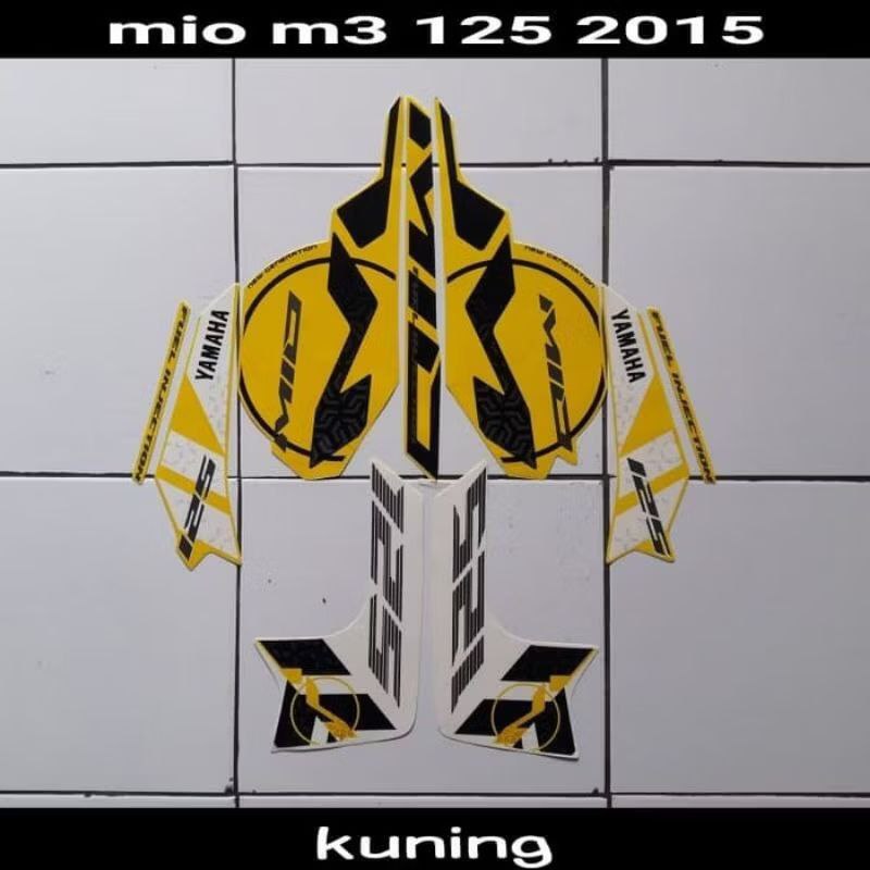 Stiker Striping lis body motor mio m3 125 2015 kuning full set