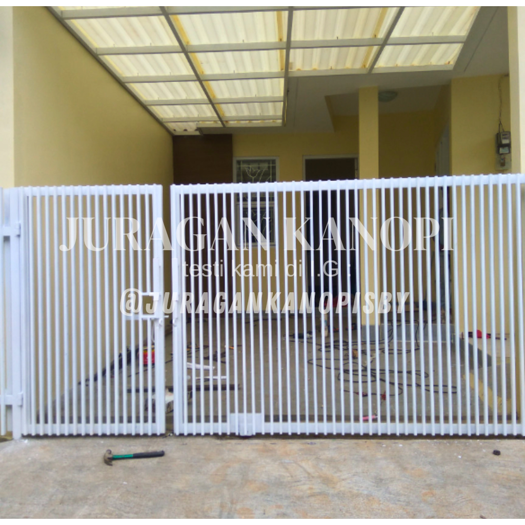 pagar dorong besi hollow murah terpasang