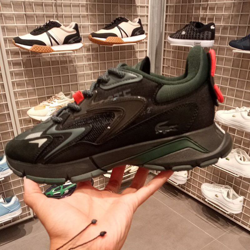 Sepatu Olahraga Lacoste Original L003 Neo Hitam Hijau