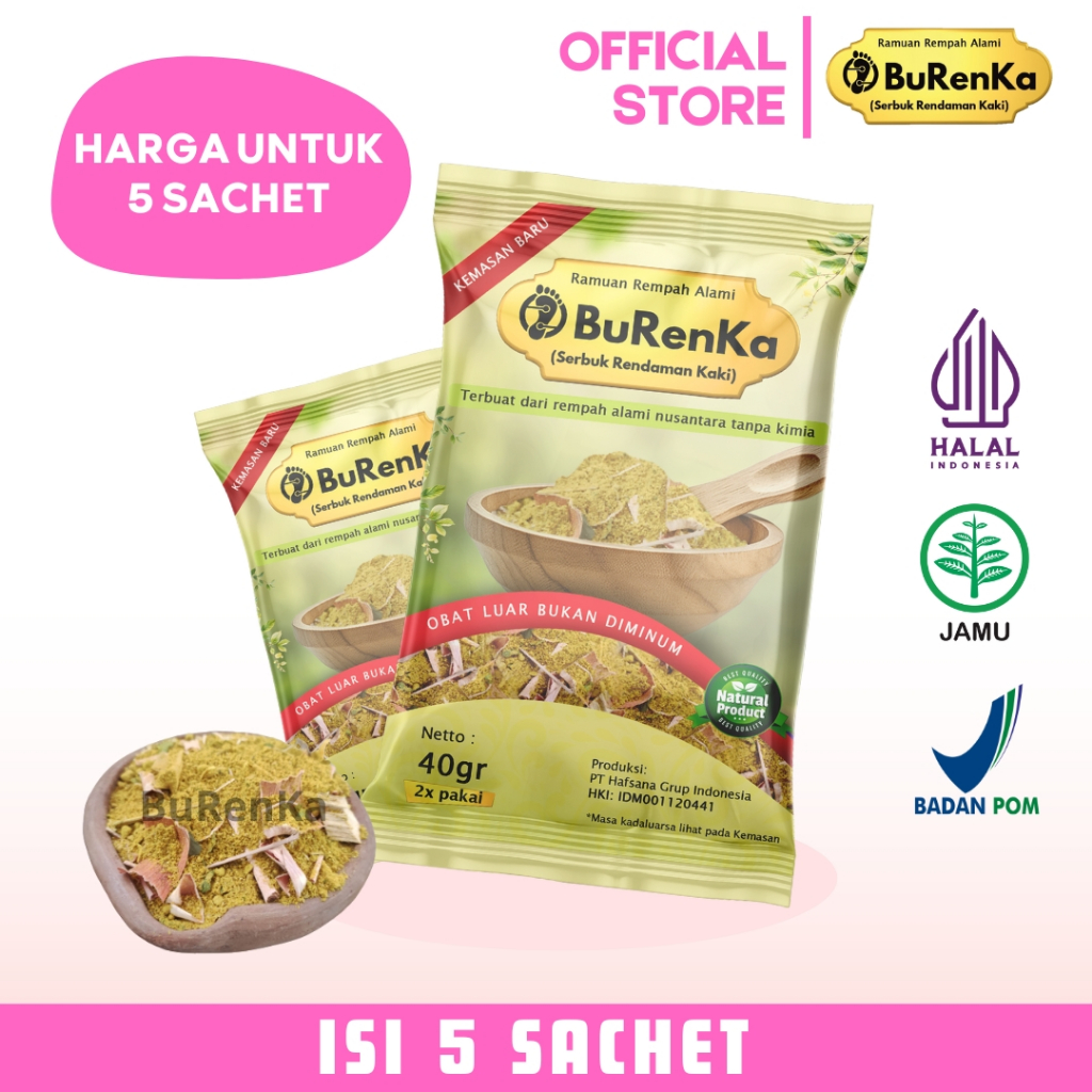 Burenka Serbuk Rendaman Kaki Terapi Burenka Isi 5 Sachet