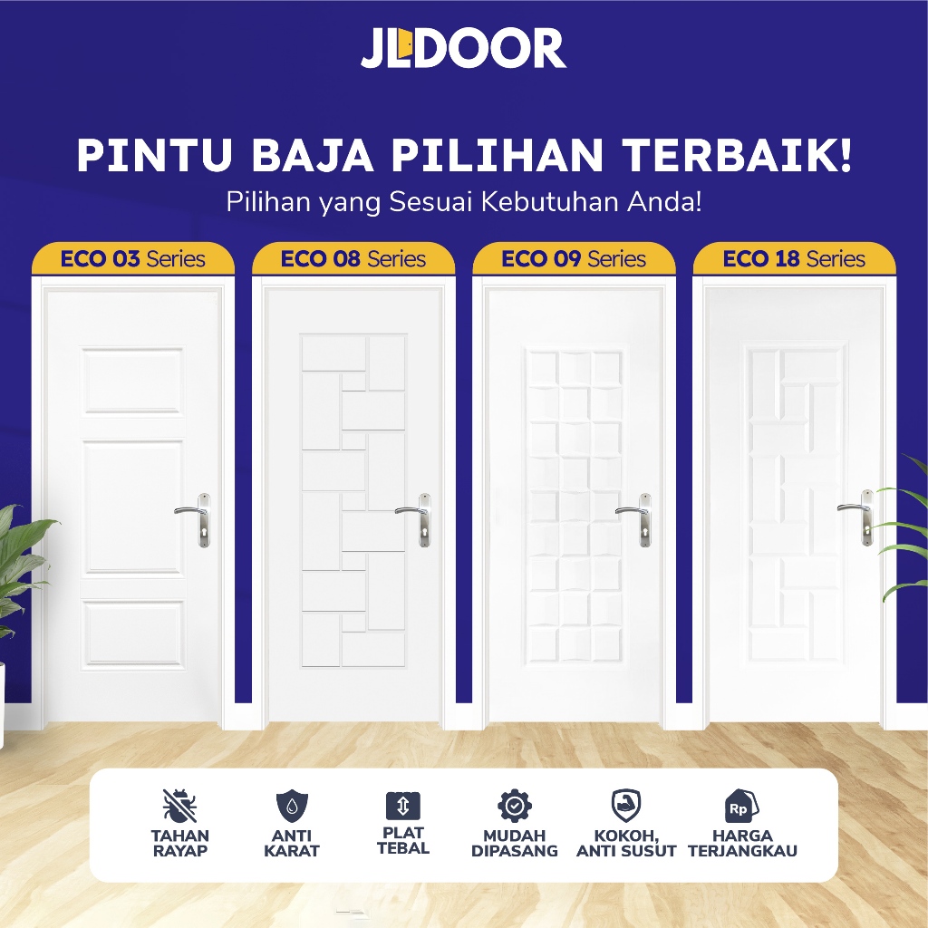 JLDOOR Pintu Baja Ringan Minimalis ECO Series White