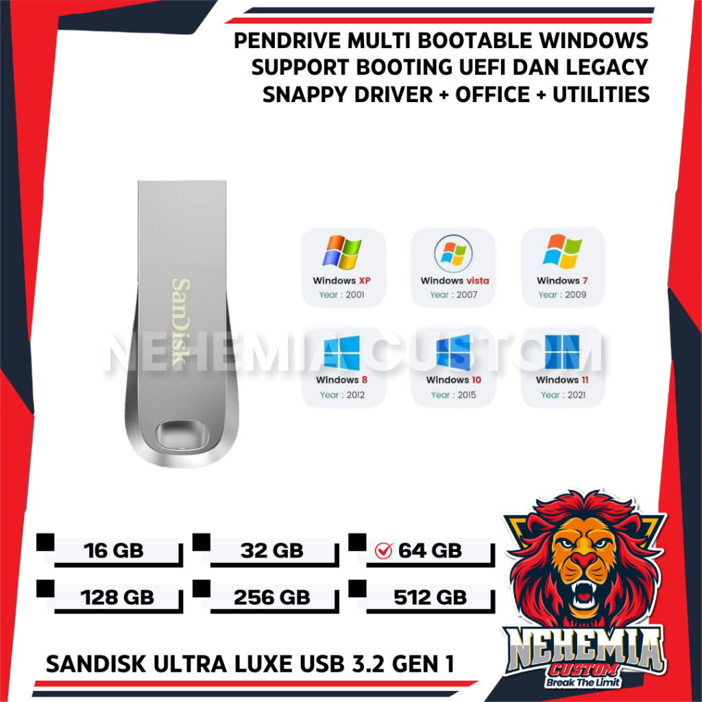 USB Installer Windows Original Semua Versi + WinPE & Snappy Driver - Lengkap & Praktis
