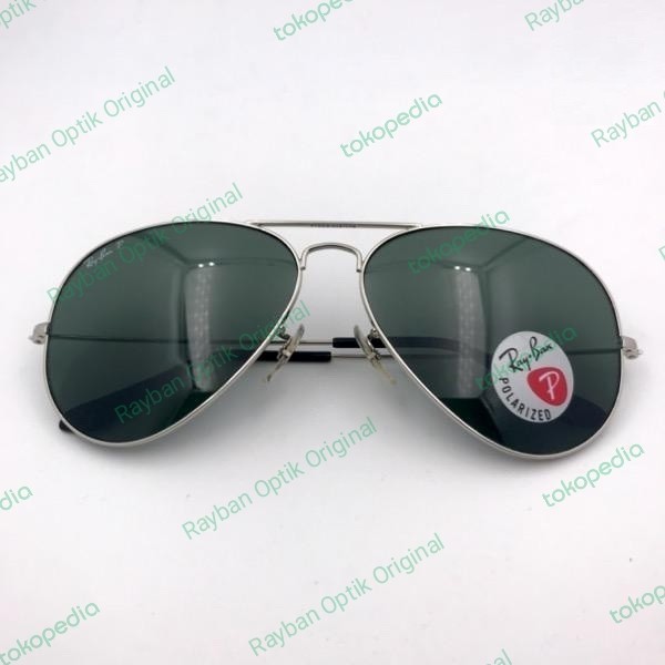 Kacamata rayban aviator RB3026 kaca polarized second original - Silver