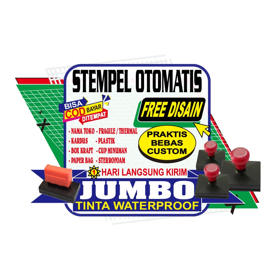 

Stempel Custom Jumbo / Kardus / Box / Plastik / Paper Bag / Cup Minuman / Sterofoam