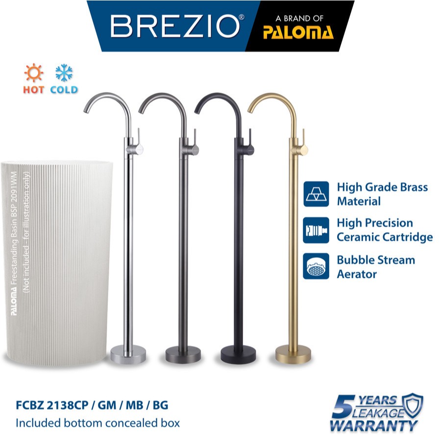 BREZIO Keran Wastafel Freestanding Floor Standing Pedestal Cuci Tangan Kran Air Panas Dingin Berdiri