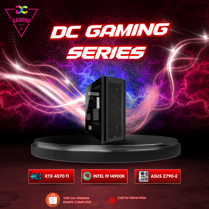 DC Gaming Series PC | Intel Core i9-14900K | 64GB | Asus ROG RTX 4070 Ti | Rakitan Gaming PC | Dhafi
