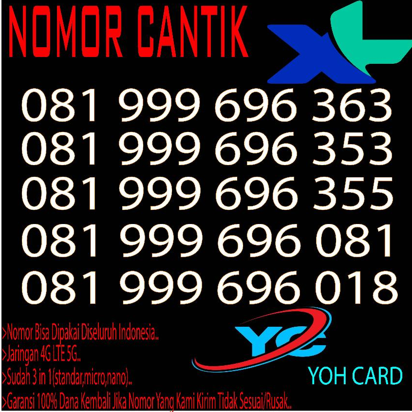 Kartu Perdana XL Nomor Cantik XL Perdana XL cantik no cantik xl