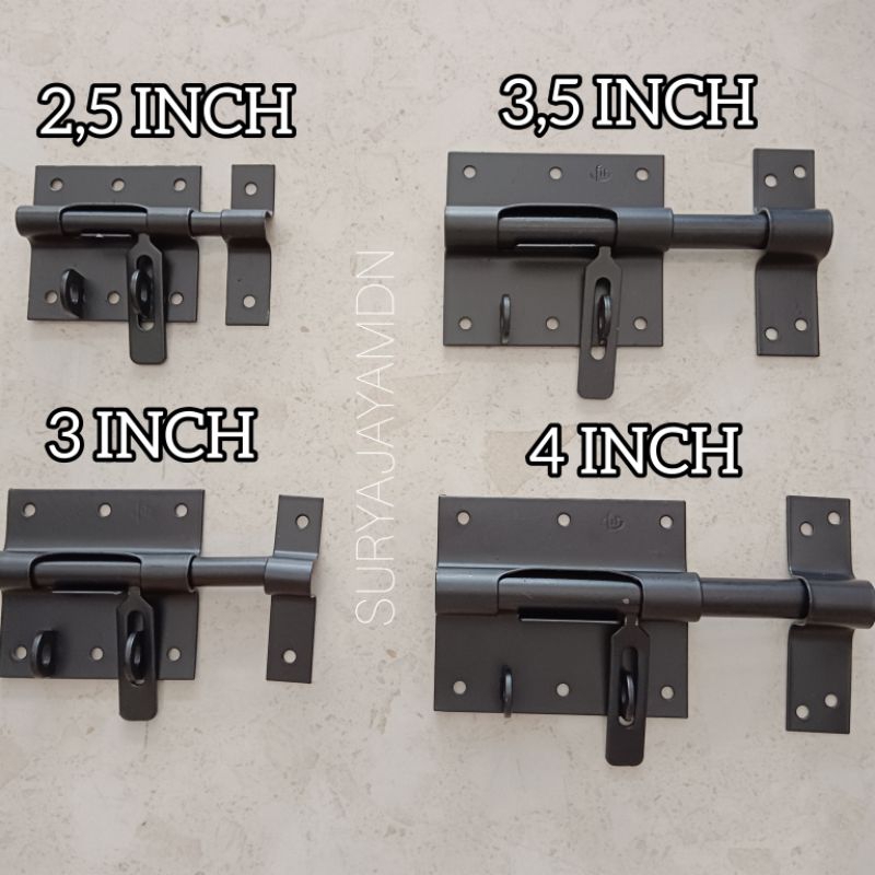 GTK FIT EURO HITAM / GRENDEL TEMPAT KUNCI GEMBOK 2,5"/3"/3,5"/4" EURO HITAM TEBAL