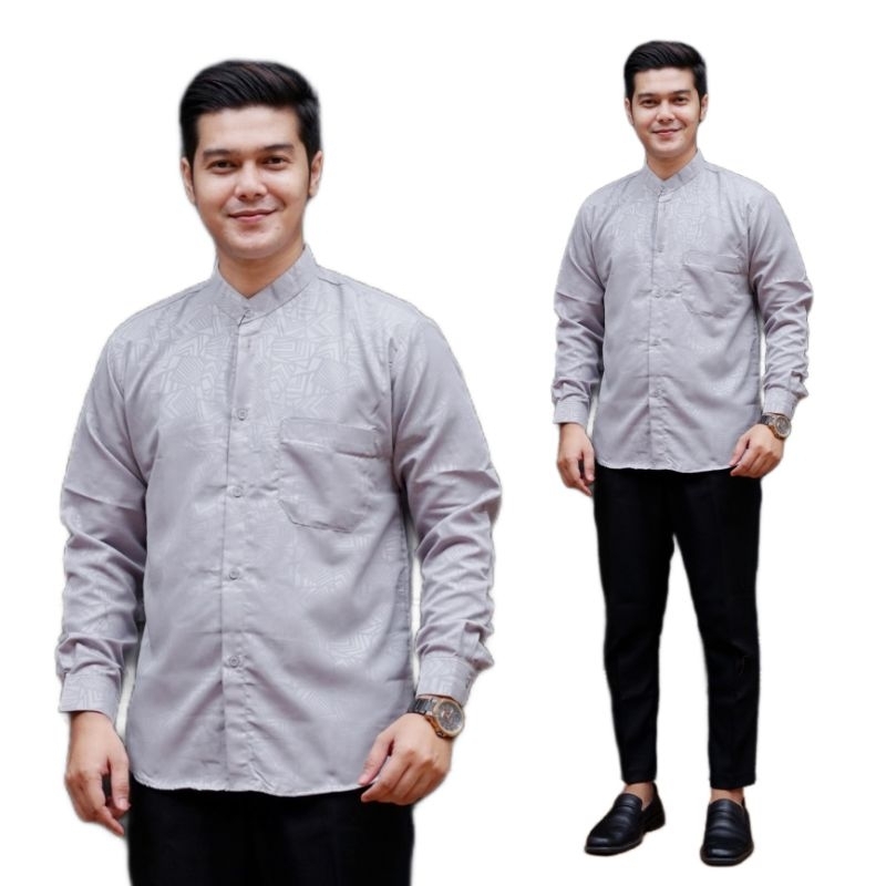 Baju Kemeja Koko Sultan Emboz - Baju Koko Pria Lengan Panjang - ABHA