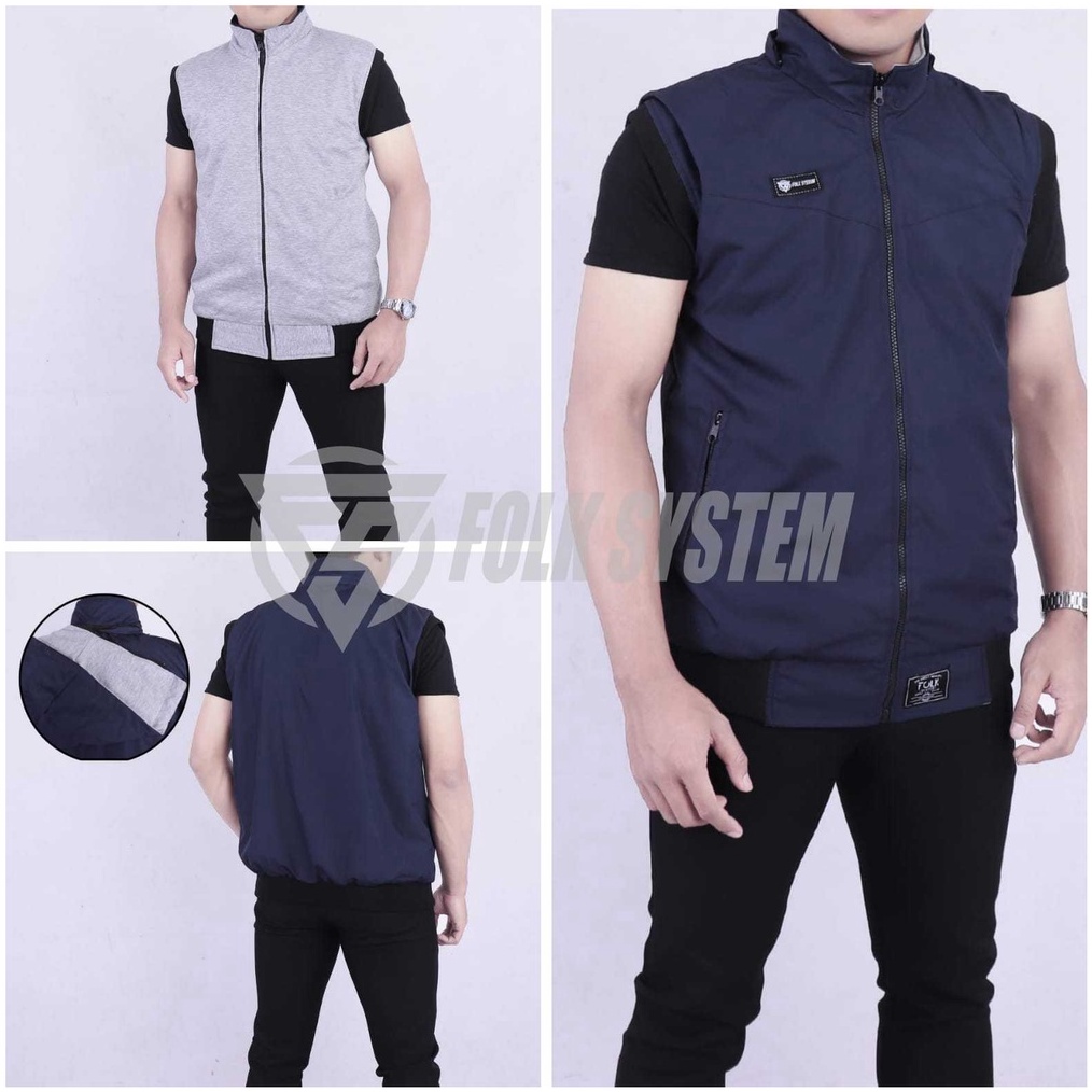 KODE H56T Jaket rompi parasut pria BB bolak balik original folksystem