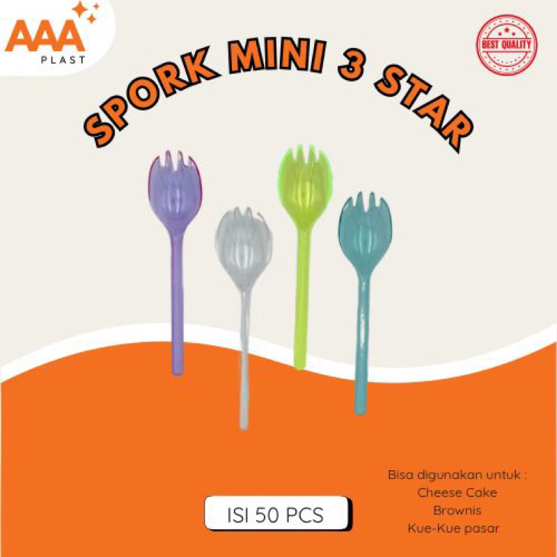 {50 PCS} SENDOK PLASTIK MINI / SPORK MINI / SENDOK KUE TART / SENDOK KUE BASAH / SENDOK JAJANAN THRE