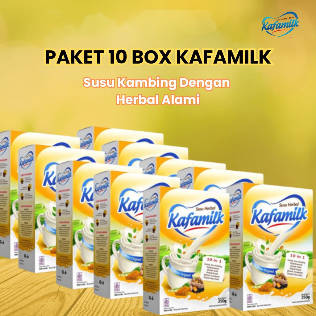 

FREE ONGKIR KAFAMILK Susu Kambing Herbal atasi nyeri sendi,kolesterol,dan asam urat - Paket 10 Box