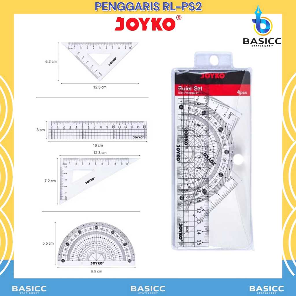 

Joyko Paket Penggaris Matematika Busur Siku Mistar RL-PS2