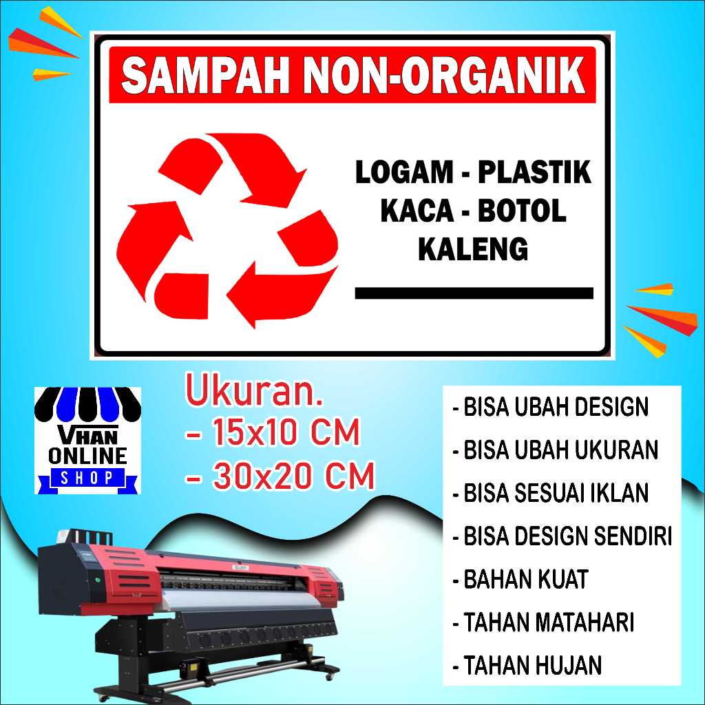 

Cetak Sticker Sampah Non Organik Bahan Glosy Merah