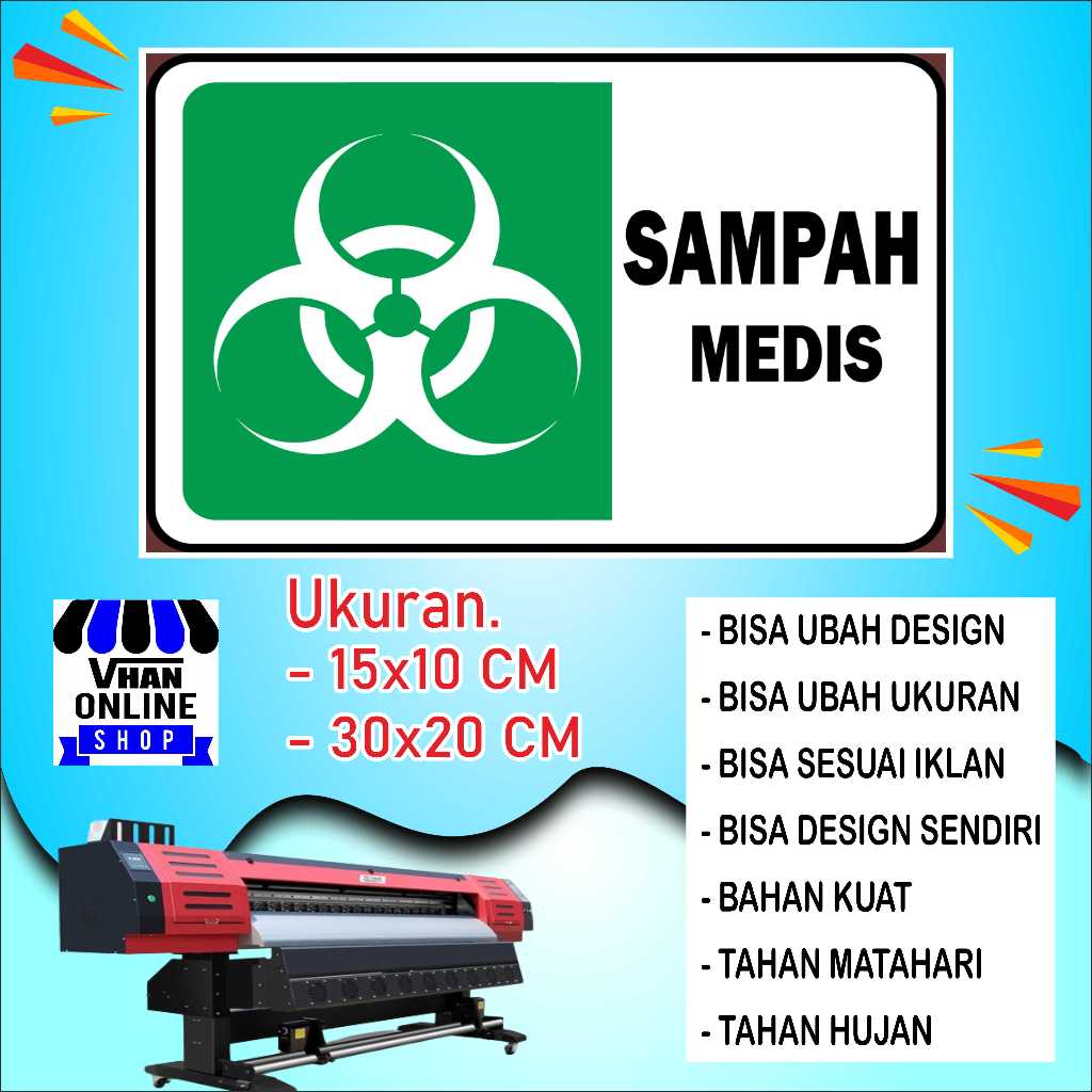 

Stiker Sampah Medis Bahan Kuat Hijau
