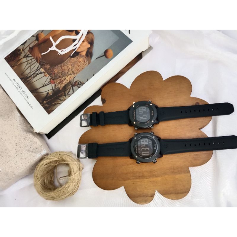 Jam tangan pria digital Alexandre Christie AC 9377 MH Rubber Strap Original & Garansi