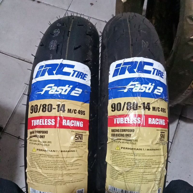 ban IRC fasti 2 ring 14 sepasang depan dan belakang ukuran 90-80/14 soft compound