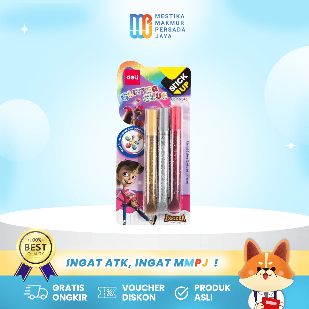 

Deli Glue Stick Lem Glitter Classic 12ml Isi 3 Pcs Super Kuat Tidak Lengket