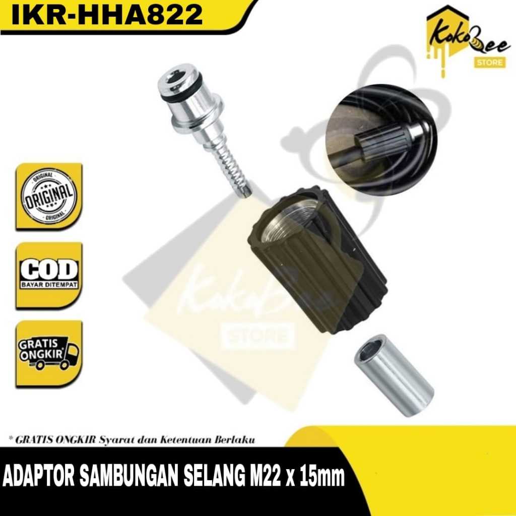 Set Adapter Fitting Nepel Selang Mesin Cuci Mobil Motor Jet Cleaner M22 x 15mm Adaptor Sambungan Sel