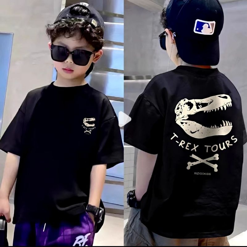 AM27 Kaos anak cowok GOJO THUNDER, IT'S ALL GOOD, NY, MARSHMELLOW, DOSM depan/belakang