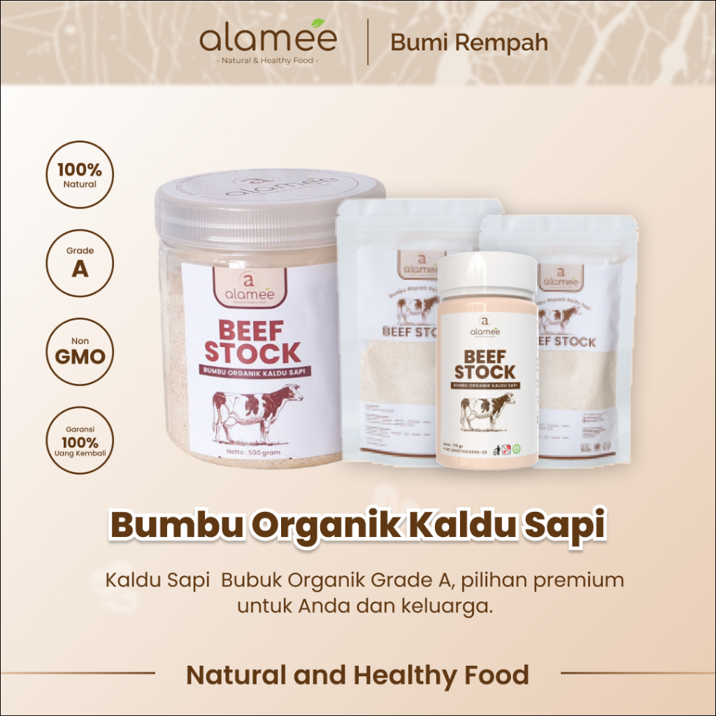 

ALAMEE Kaldu Sapi NON MSG Bubuk Penyedap Rasa Beef Stock Powder Extract Seasoning Bumbu Organik