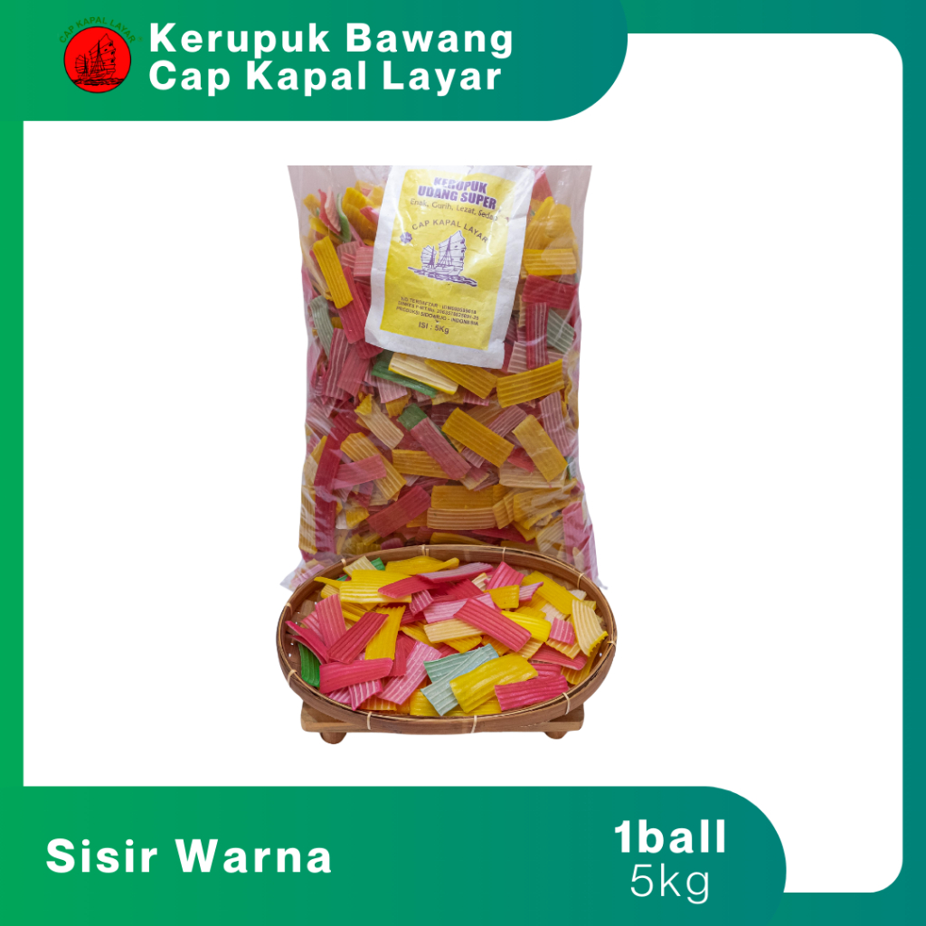 

Kerupuk Warna Sisir mentah 5kg cap Kapal Layar