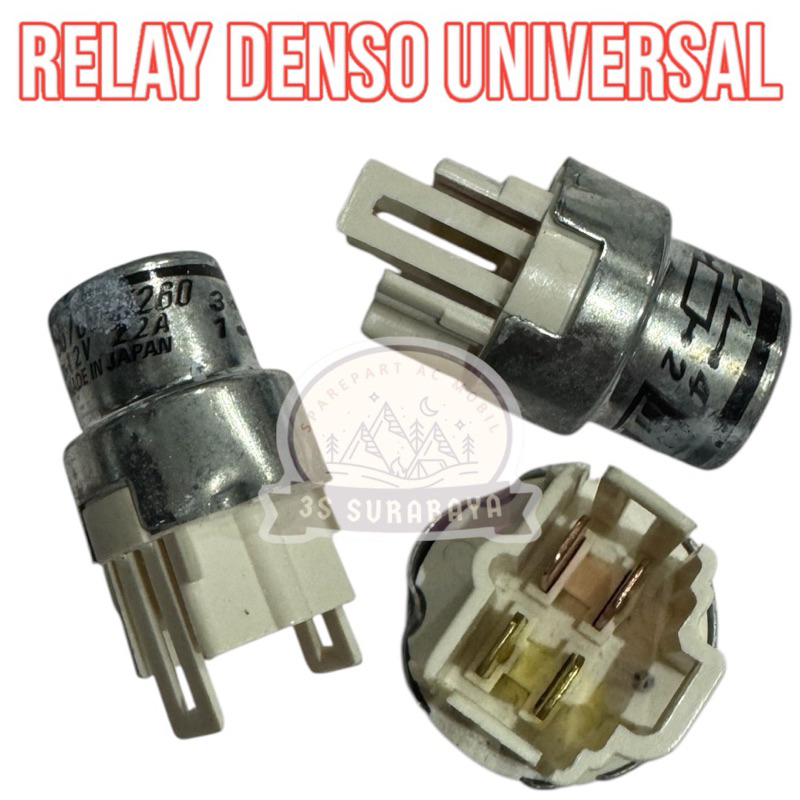 Relay Denso kaki 4 12 volt 22A relay bulat ASLI DENSO Tancap Universal (Baru/New) Ac Mobil Relai ril